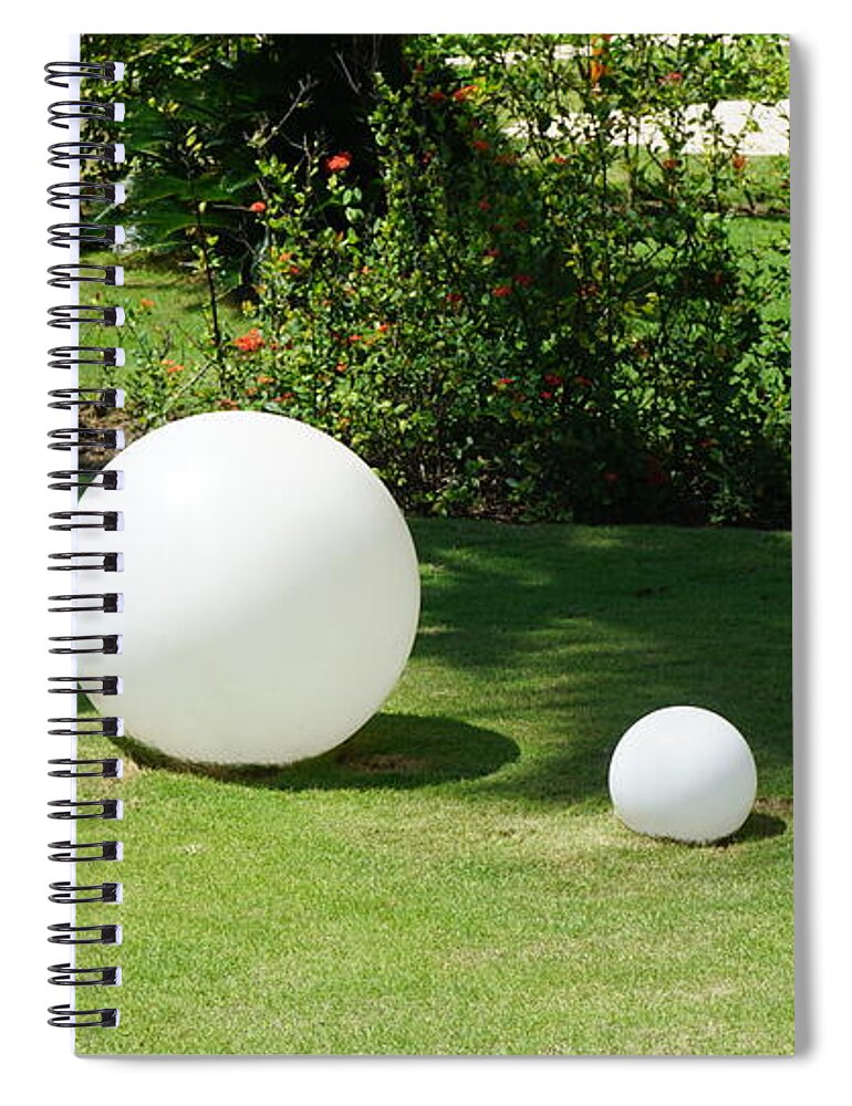 Circle Spiral Notebook featuring the photograph White Spheres by Jimmy Clark