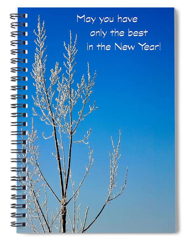 Season Spiral Notebook featuring the photograph White Tree New Year Card by Jerry Sodorff