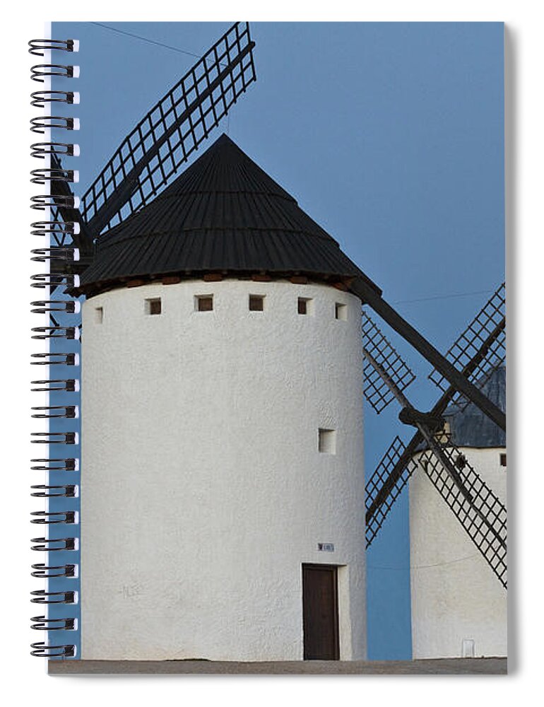Windmills Spiral Notebook featuring the photograph White Windmills by Heiko Koehrer-Wagner