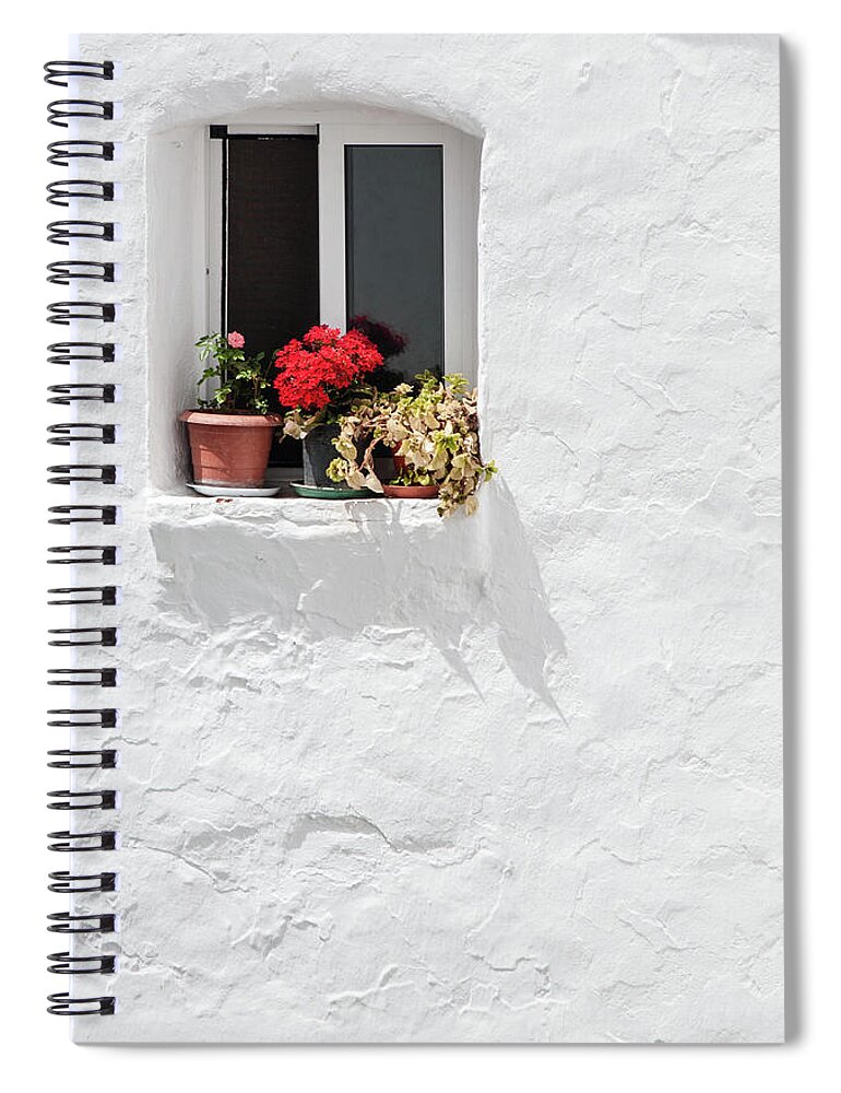 Andalucia Spiral Notebook featuring the photograph White Window by Geoff Smith