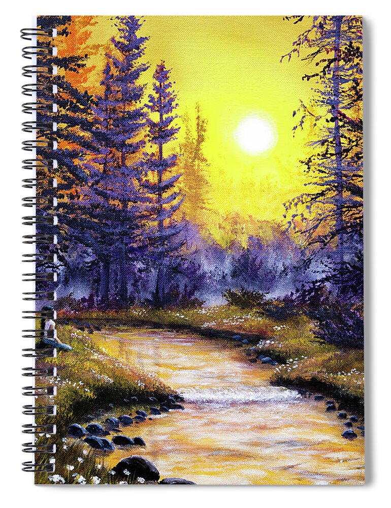  Yellow Spiral Notebook featuring the painting White Wolf Meditation by Laura Iverson