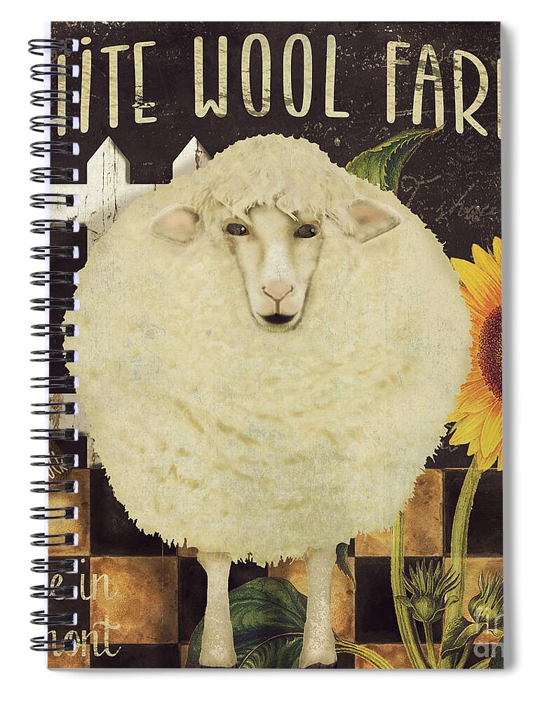 Sheep Spiral Notebook featuring the painting White Wool Farms by Mindy Sommers