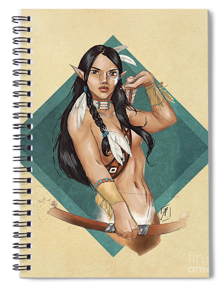 Native American Spiral Notebook featuring the digital art Whitefeather V.2 by Brandy Woods