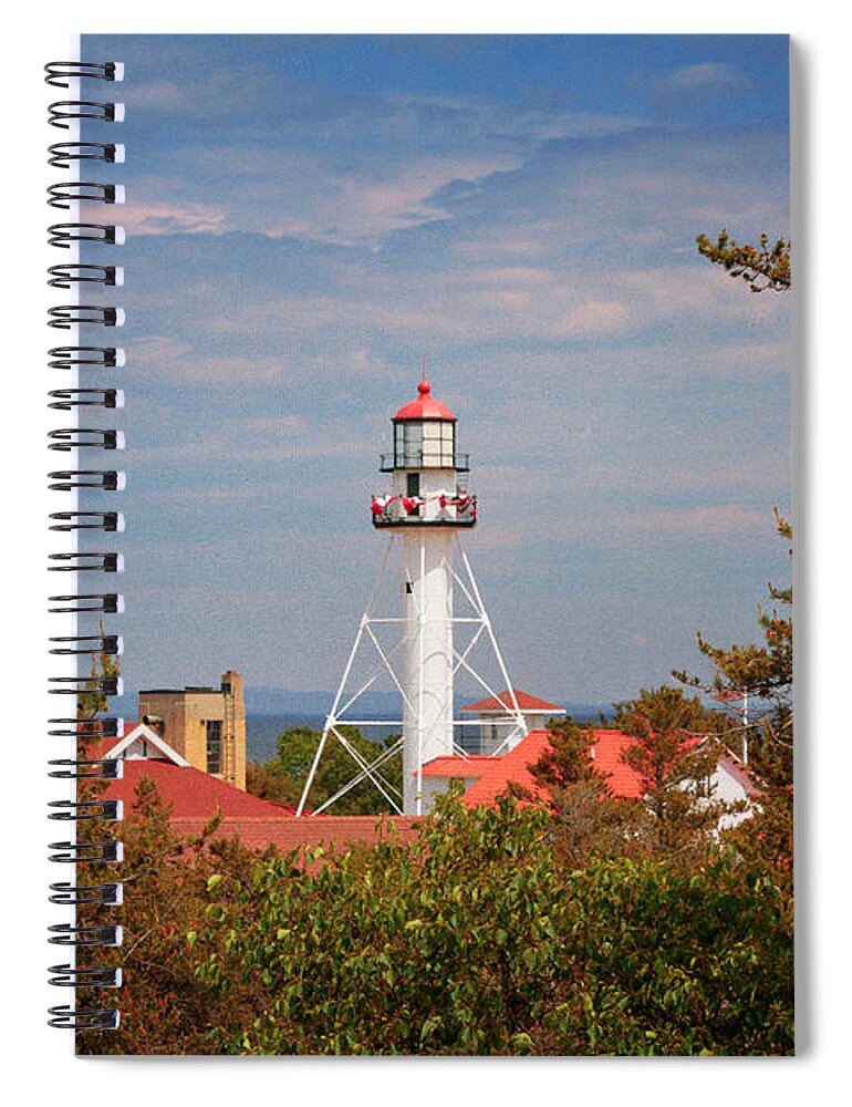 Lighthouse Spiral Notebook featuring the photograph Whitefish Point Light Station by Susan Rissi Tregoning