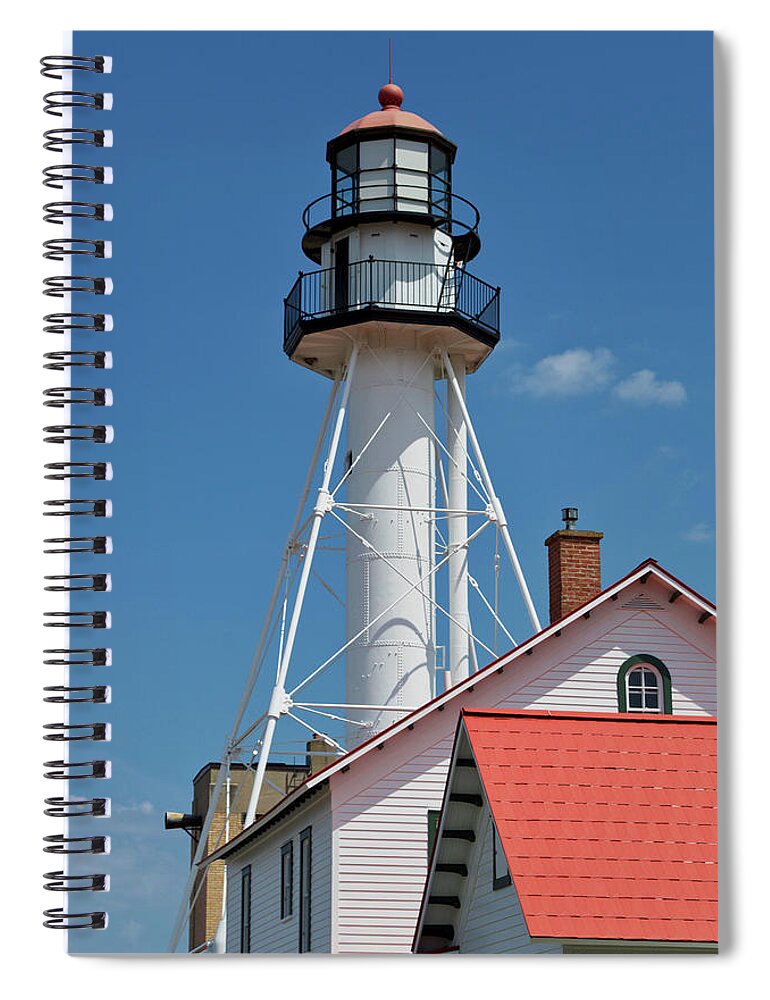Whitefish Point Light Station Spiral Notebook featuring the photograph Whitefish Point Light Station UP Michigan Turret Vertical 03 by Thomas Woolworth