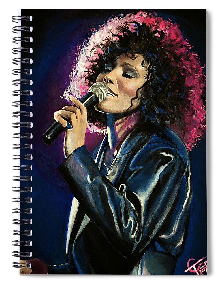 Whitney Houston Spiral Notebook featuring the painting Whitney Houston by Tom Carlton