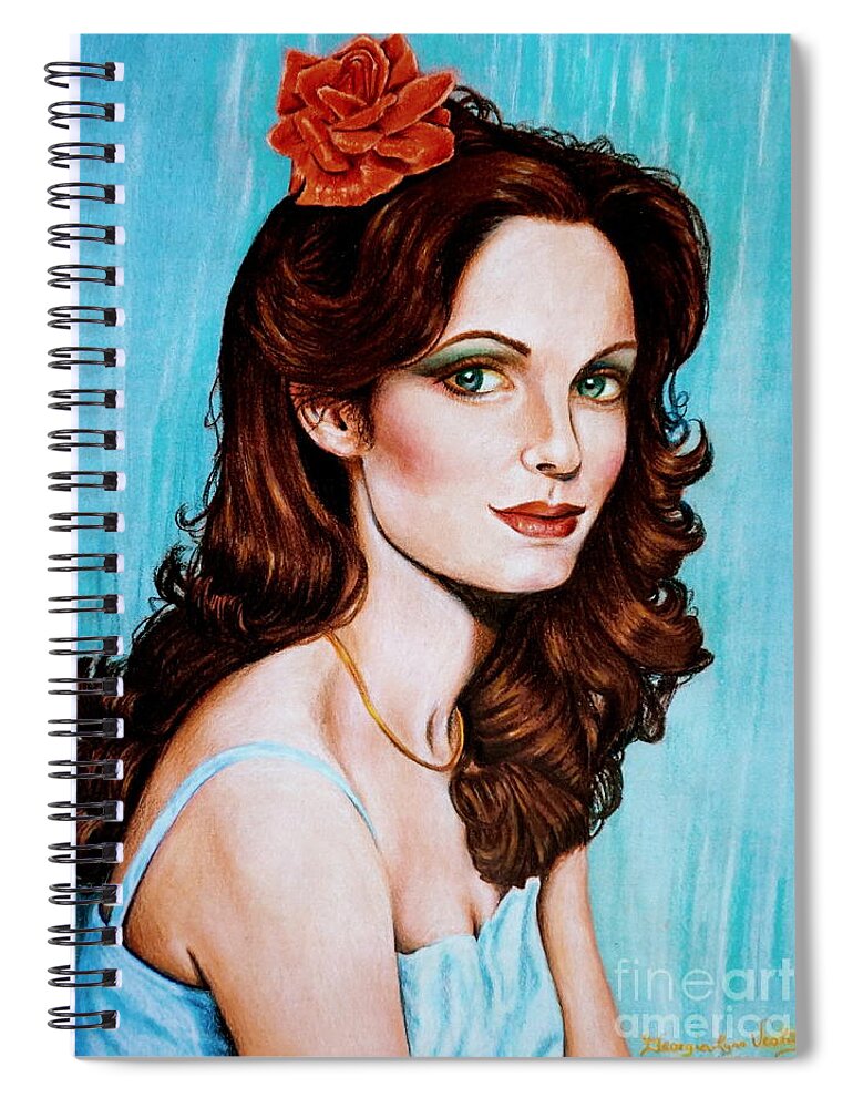 Girl Spiral Notebook featuring the drawing Flower In Her Hair by Georgia Doyle