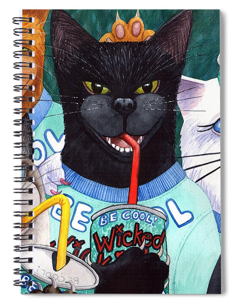 Catnip Spiral Notebook featuring the painting Wicked Kitty's Catnip Cooler by Catherine G McElroy
