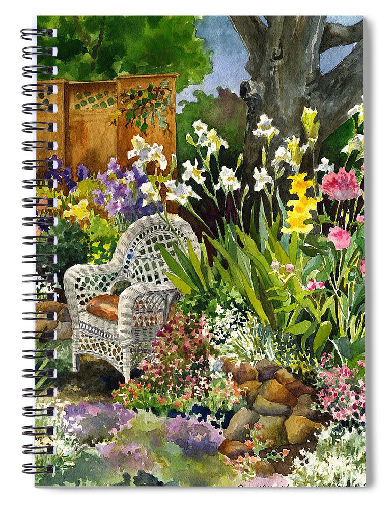 Wicker Chair Painting Spiral Notebook featuring the painting Wicker Chair by Anne Gifford