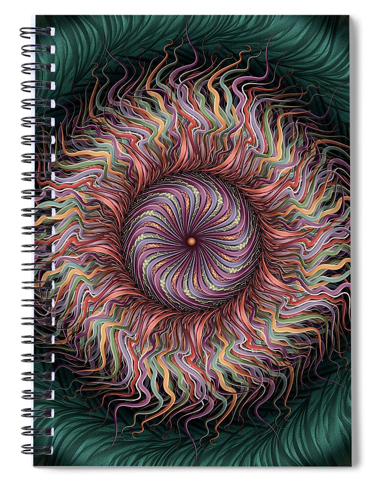 Pinwheel Mandalas Spiral Notebook featuring the digital art Wiggle Room by Becky Titus