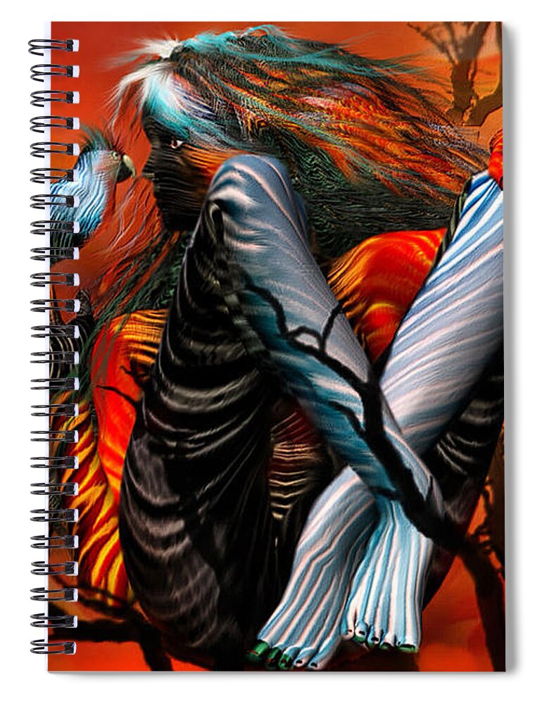 Fantasy Art Spiral Notebook featuring the mixed media Wild Birds by Carol Cavalaris