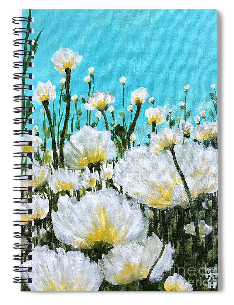 Poppy Spiral Notebook featuring the painting Wild poppies by Wonju Hulse