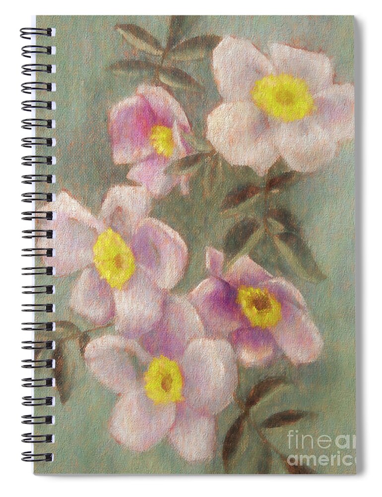 Prairie Rose Spiral Notebook featuring the painting Wild Roses by Susan Lafleur