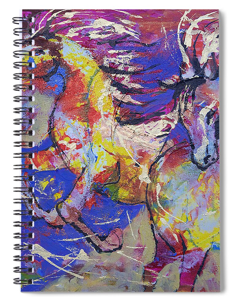 Horses Spiral Notebook featuring the painting Wild Runners by Jyotika Shroff