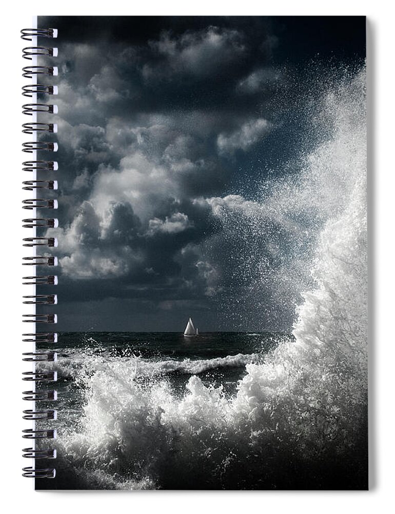 Nag004606 Spiral Notebook featuring the photograph Wild Seas by Edmund Nagele FRPS