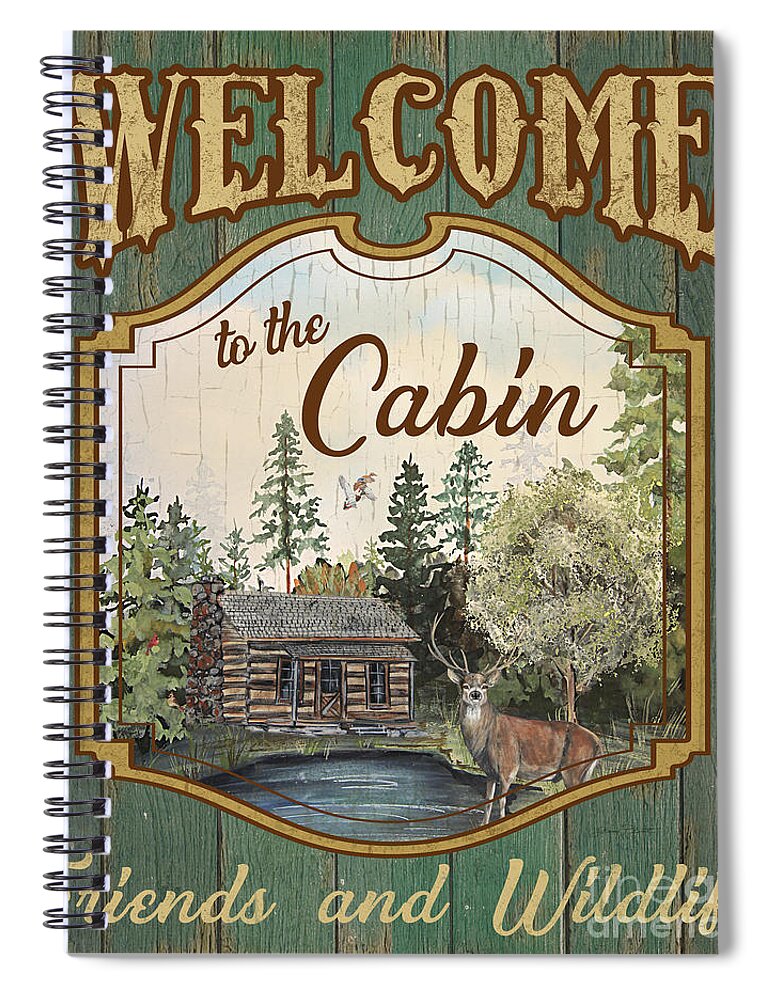 Lodge Spiral Notebook featuring the painting Wilderness Lodge-A by Jean Plout