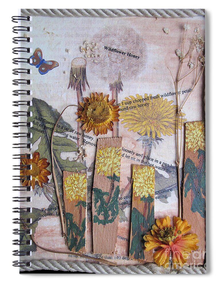 Collage Spiral Notebook featuring the mixed media Wildflower Honey by Sandy McIntire