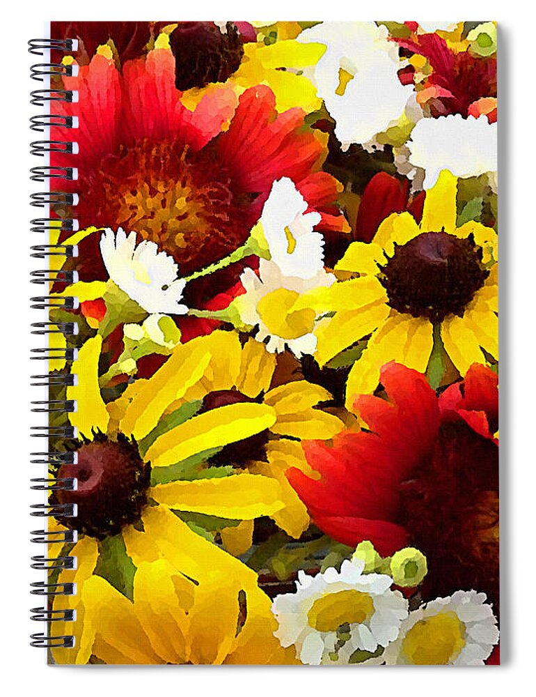 Wildflowers Spiral Notebook featuring the mixed media Wildflower Riot by Shelli Fitzpatrick