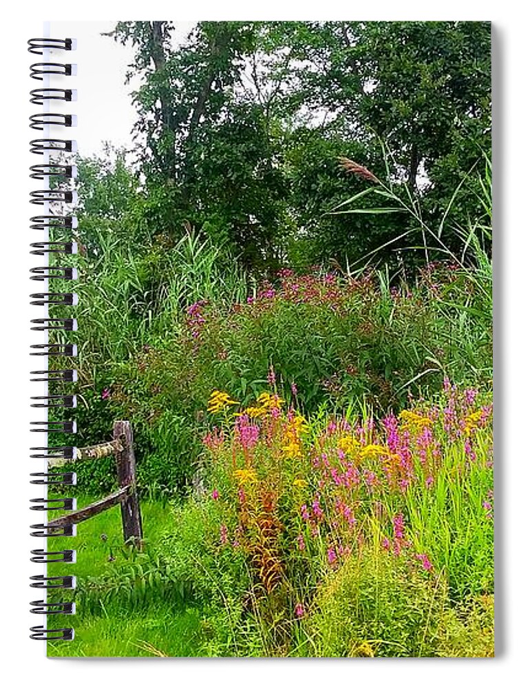 Wildflowers Spiral Notebook featuring the photograph Wildflowers and Fence in Bridgewater by Dani McEvoy