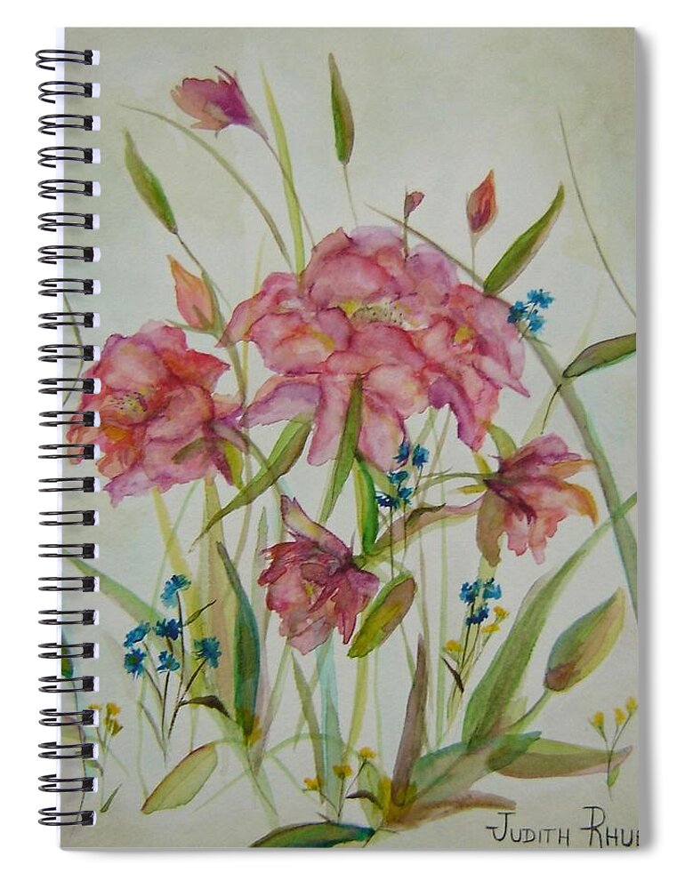 Wildflowers Spiral Notebook featuring the painting Wildflowers by Judith Rhue