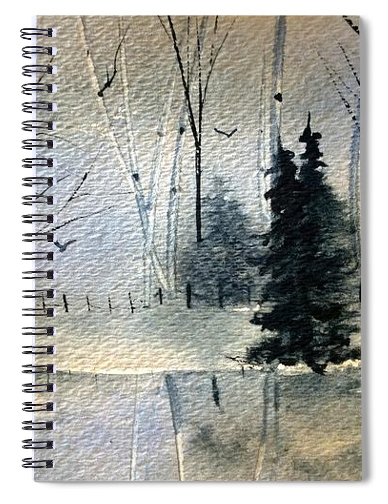 Watercolor Landscape Painting Spiral Notebook featuring the painting Wildlife Viewing Area by Eunice Miller