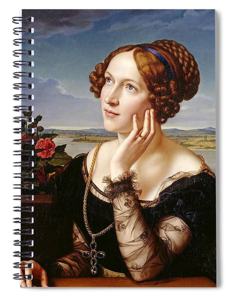 Carl Joseph Begas Spiral Notebook featuring the painting Wilhelmine Begas. The Artists Wife by Carl Joseph Begas