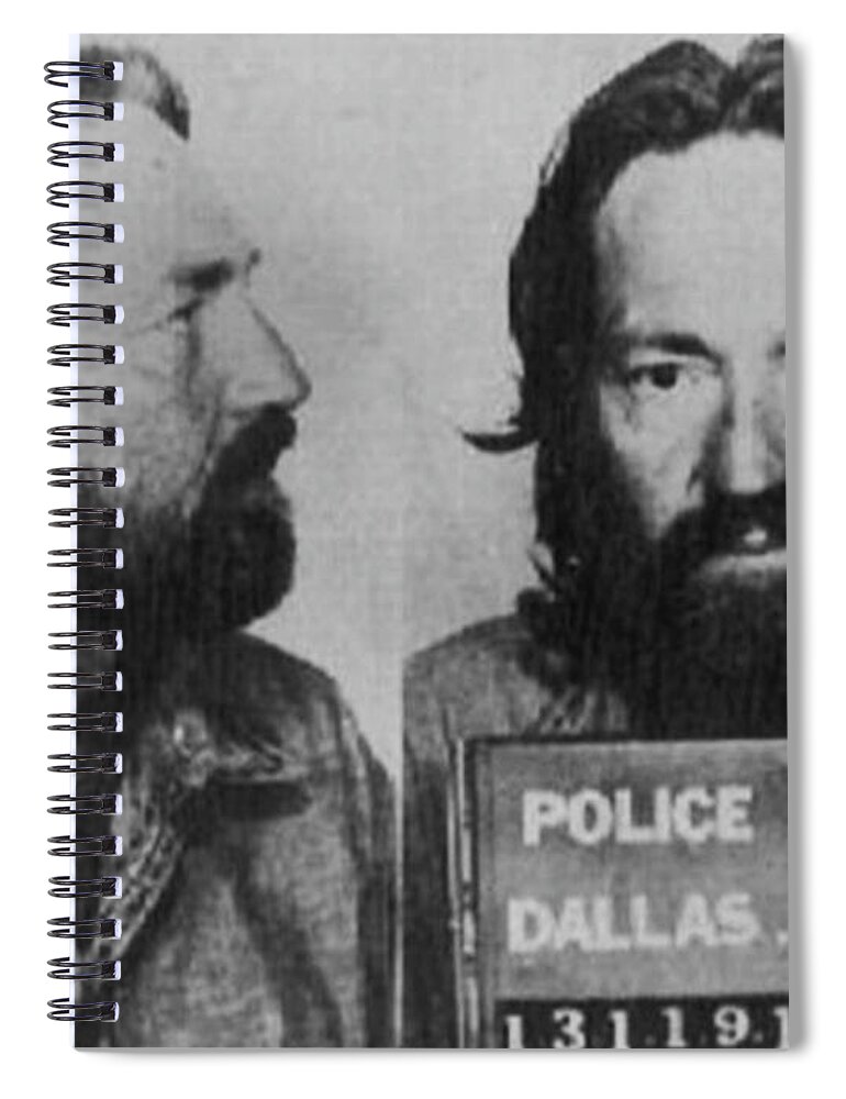 Willie Nelson Spiral Notebook featuring the photograph Willie Nelson Mug Shot Horizontal Black and White by Tony Rubino