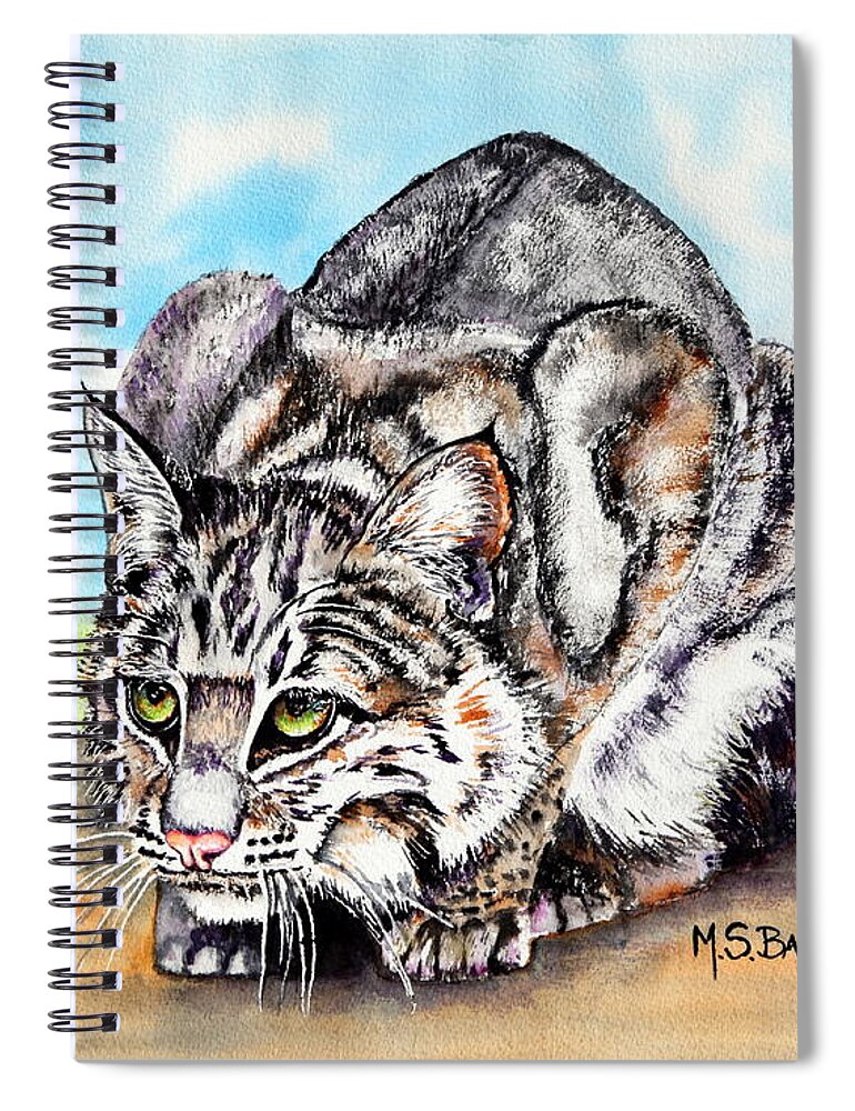 Bobcat Spiral Notebook featuring the painting Willow by Maria Barry