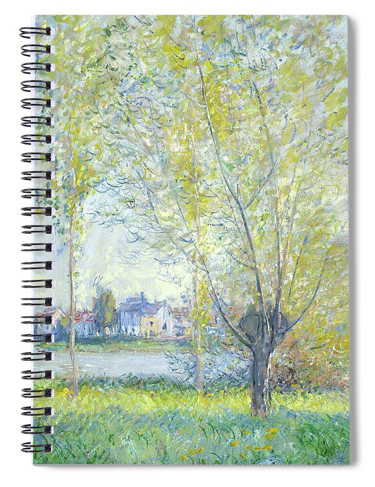 Willows At Vetheuil Spiral Notebook featuring the painting Willows at Vetheuil, 1880 by Claude Monet