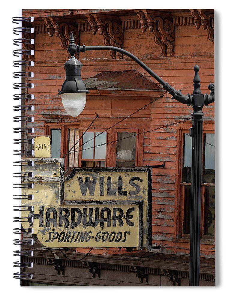 Iconic Spiral Notebook featuring the photograph Wills Hardware by William Christiansen