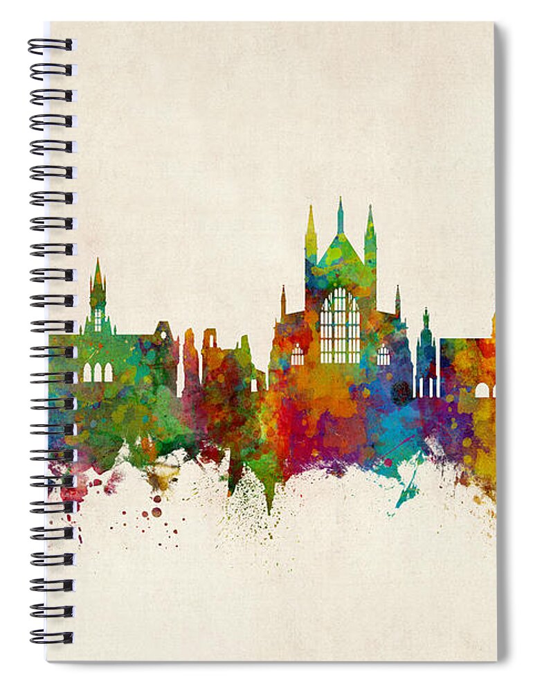 Winchester Spiral Notebook featuring the digital art Winchester England Skyline by Michael Tompsett