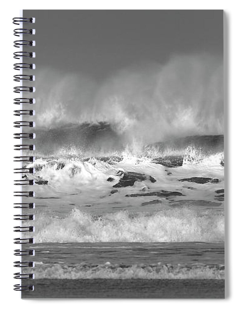 Windy Spiral Notebook featuring the photograph Wind blown waves by Nicholas Burningham