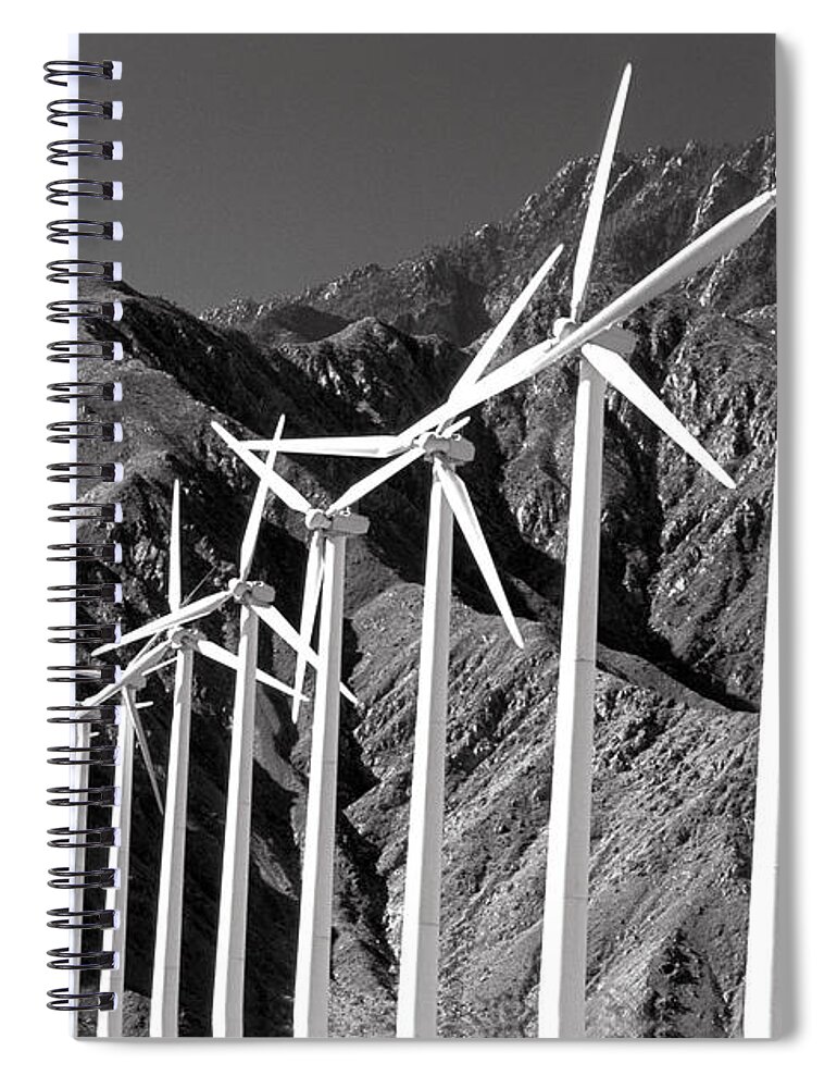 B&w Spiral Notebook featuring the photograph Wind Generators by Jeff Phillippi