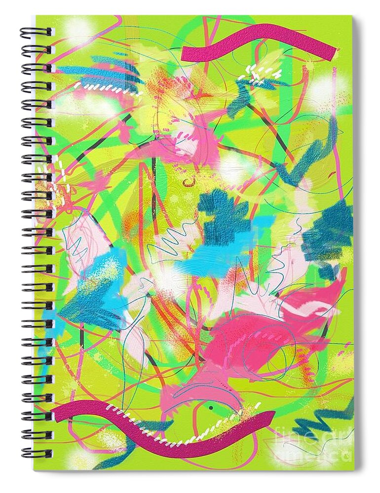 Abstract Spiral Notebook featuring the digital art Wind in the park by Chani Demuijlder