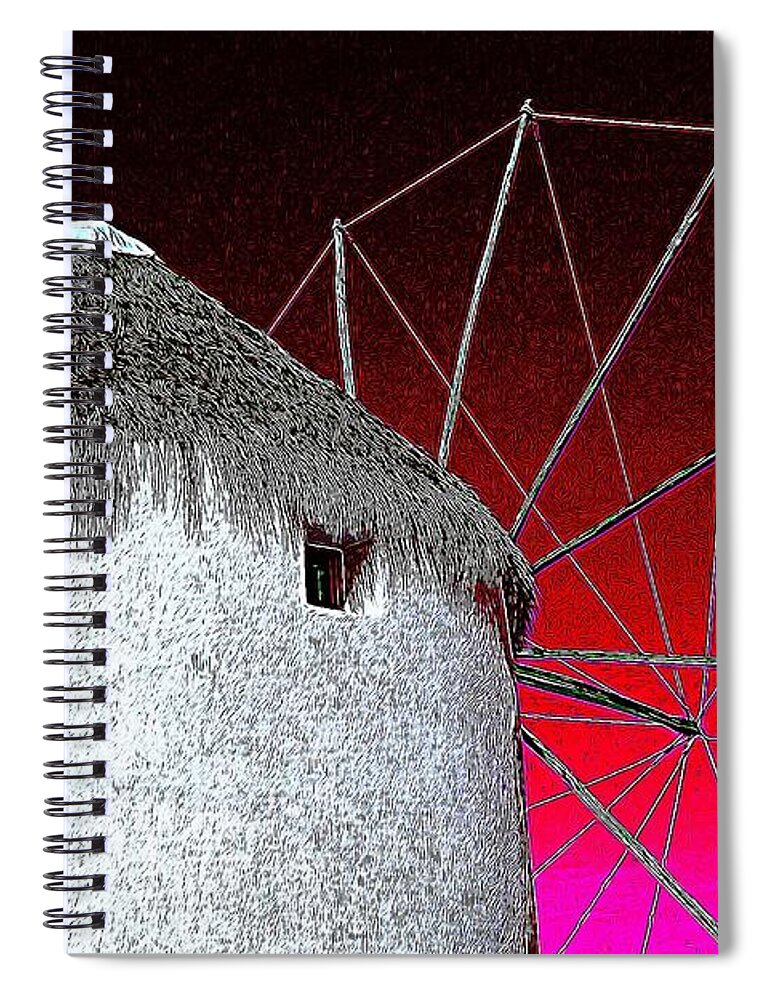 Whitewashed Spiral Notebook featuring the photograph Wind Mill Pink by Mark J Dunn