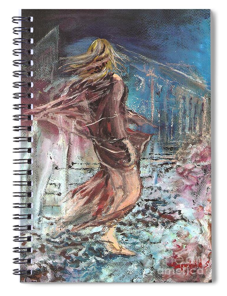 Figures Spiral Notebook featuring the painting Wind by Sinisa Saratlic