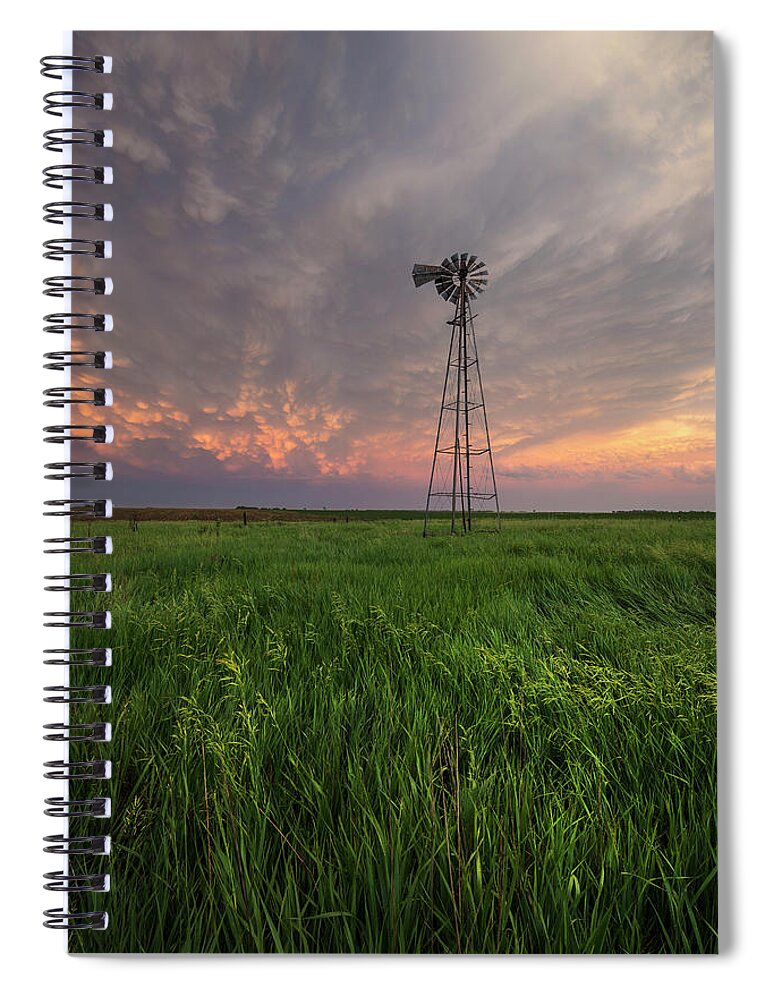 Windmill Spiral Notebook featuring the photograph Windmill Mammatus by Aaron J Groen