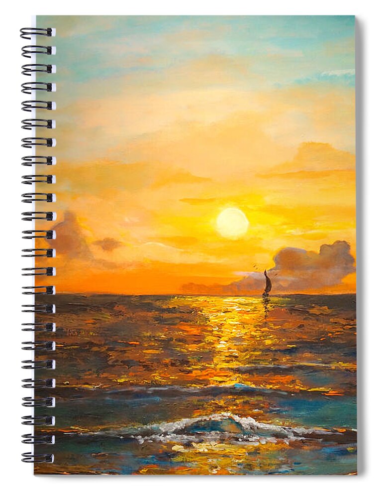 Sailing Spiral Notebook featuring the painting Windward by Alan Lakin