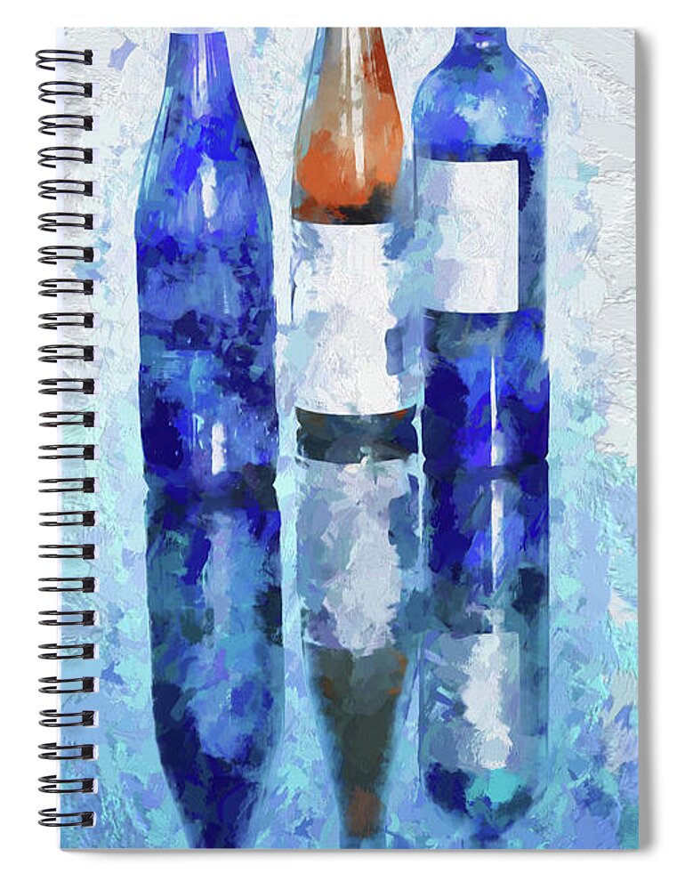 Lena Owens Photography With Digital Touch Spiral Notebook featuring the photograph Wine Bottles Reflection by OLena Art by Lena Owens - Vibrant DESIGN