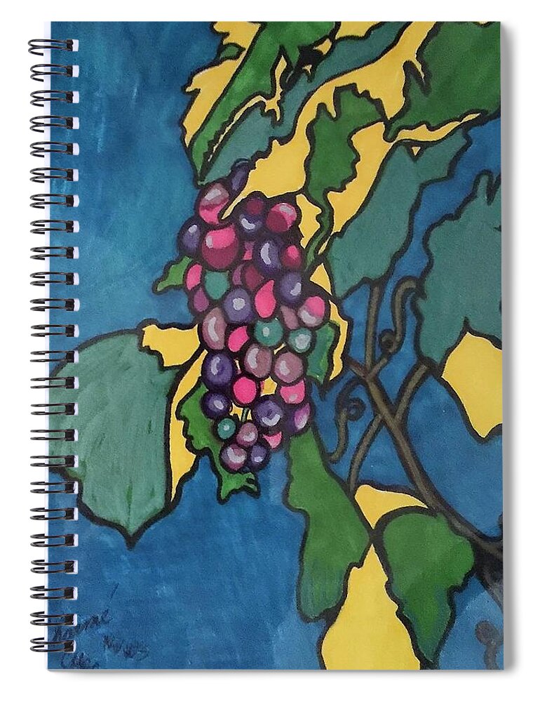 Modern Spiral Notebook featuring the painting Wine Grapes by Charme Curtin