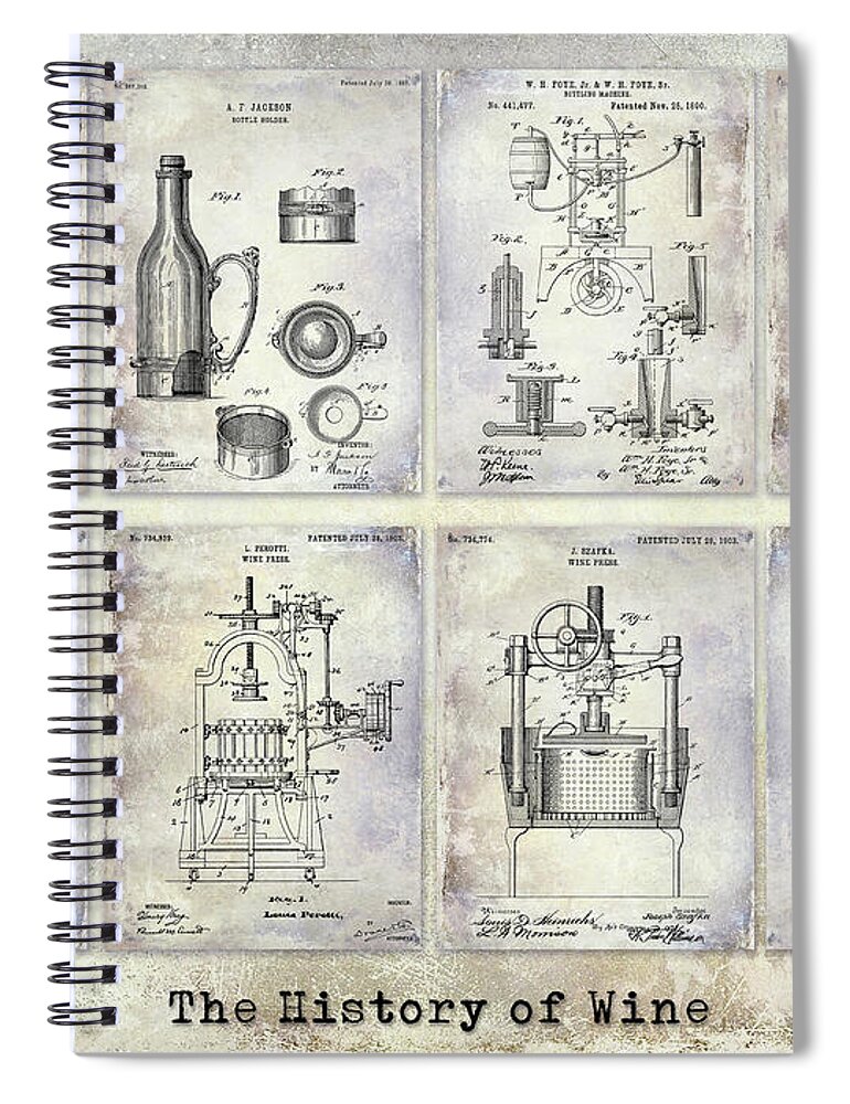 Wine History Spiral Notebook featuring the photograph Wine History Patents by Jon Neidert