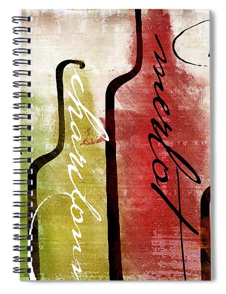 Wine Spiral Notebook featuring the painting Wine Tasting I by Mindy Sommers