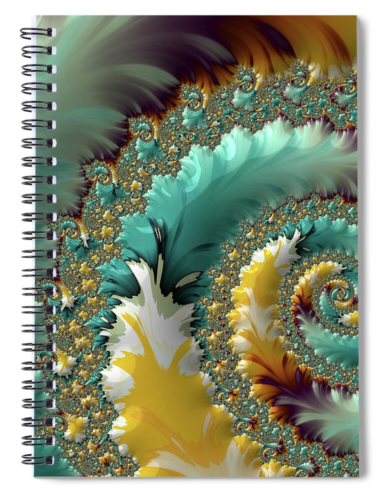 Fractal Art Spiral Notebook featuring the digital art Wings of the Dawn by Bonnie Bruno