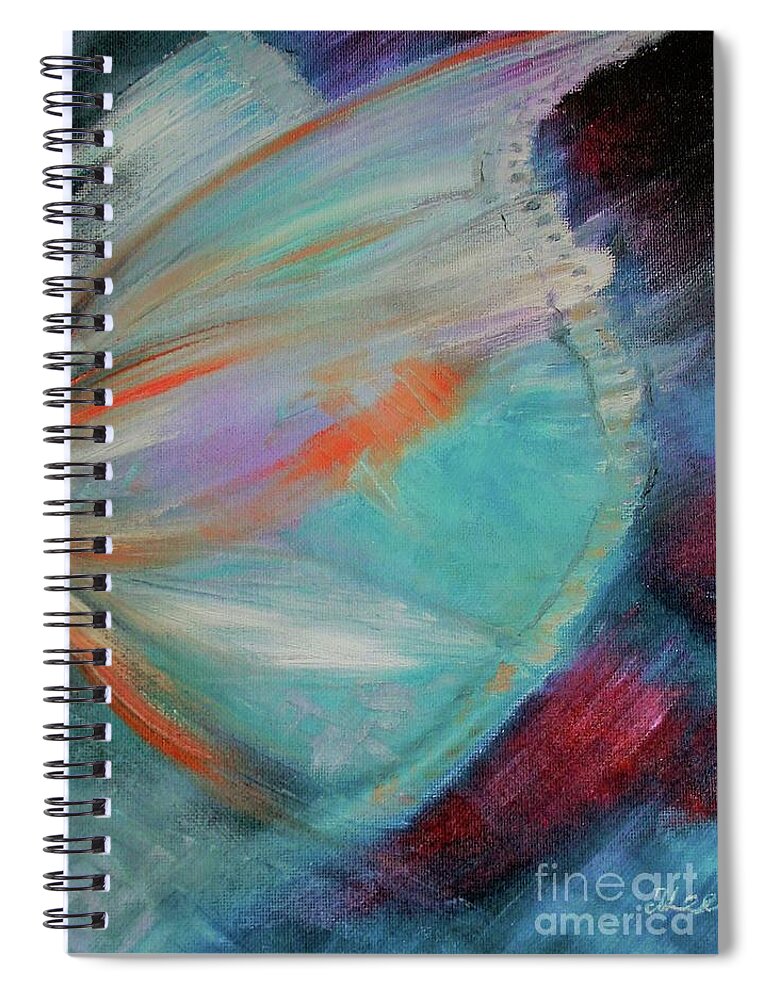 Abstract Spiral Notebook featuring the painting Wings by Tracey Lee Cassin