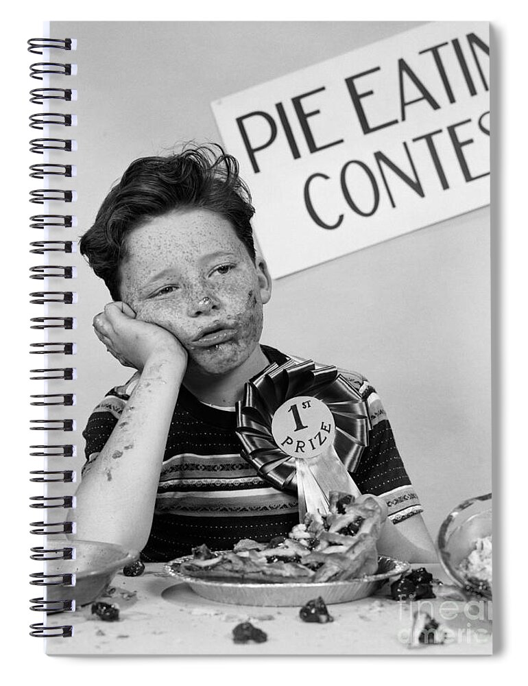 1950s Spiral Notebook featuring the photograph Winner Of Pie-eating Contest, C.1950s by H Armstrong Roberts ClassicStock