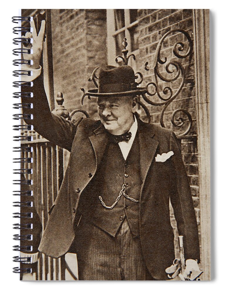Churchill Spiral Notebook featuring the photograph Winston Churchill by English School