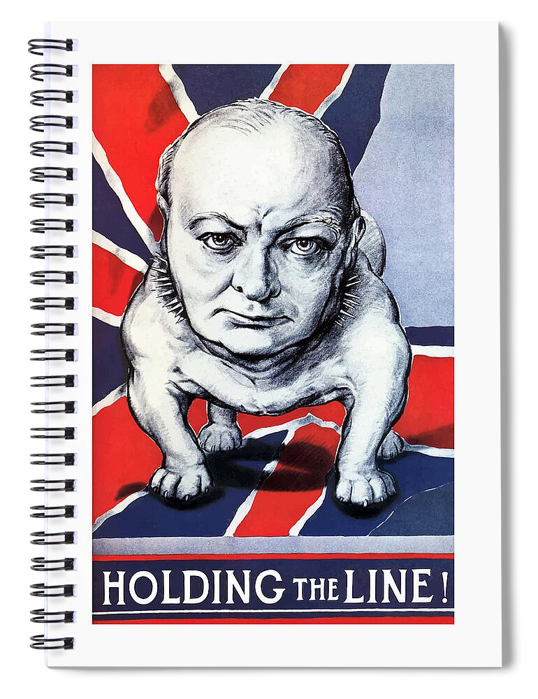 Winston Churchill Spiral Notebook featuring the painting Winston Churchill Holding The Line by War Is Hell Store