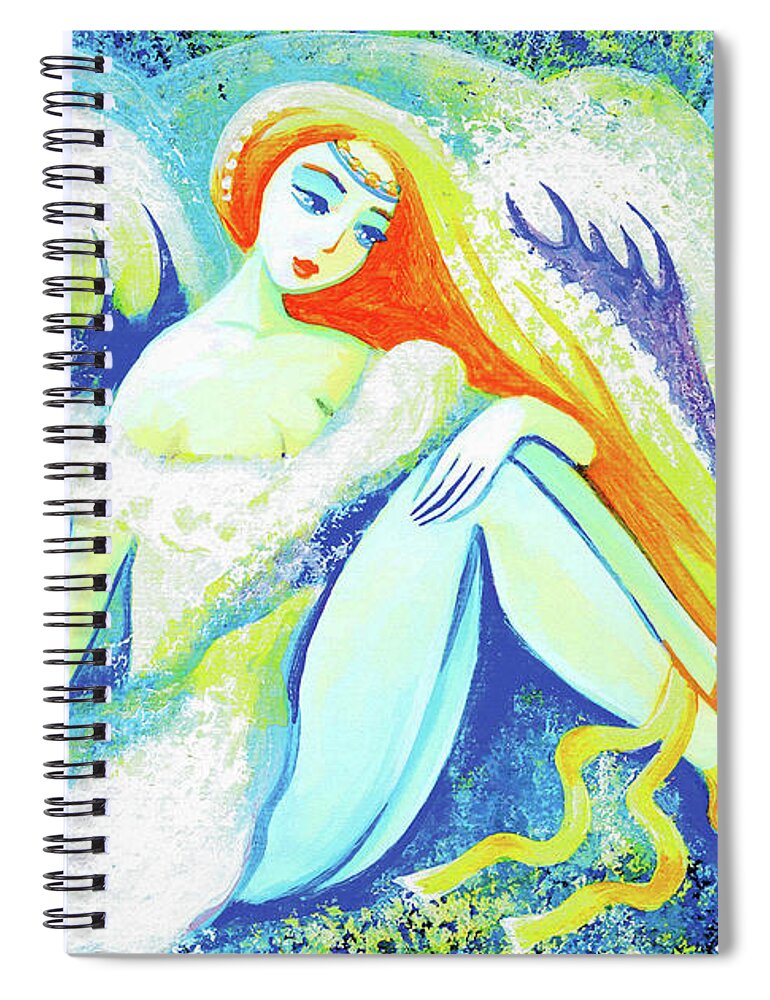 Angel Woman Spiral Notebook featuring the painting Winter Angel by Eva Campbell