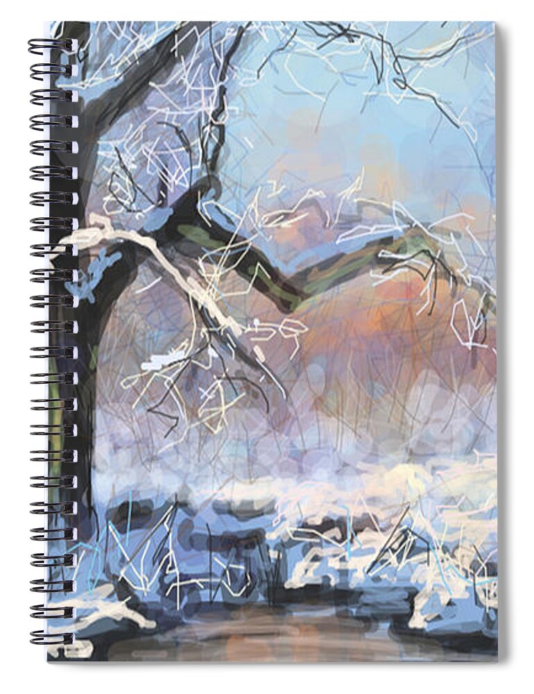 Winter Spiral Notebook featuring the painting Winter by Angie Braun