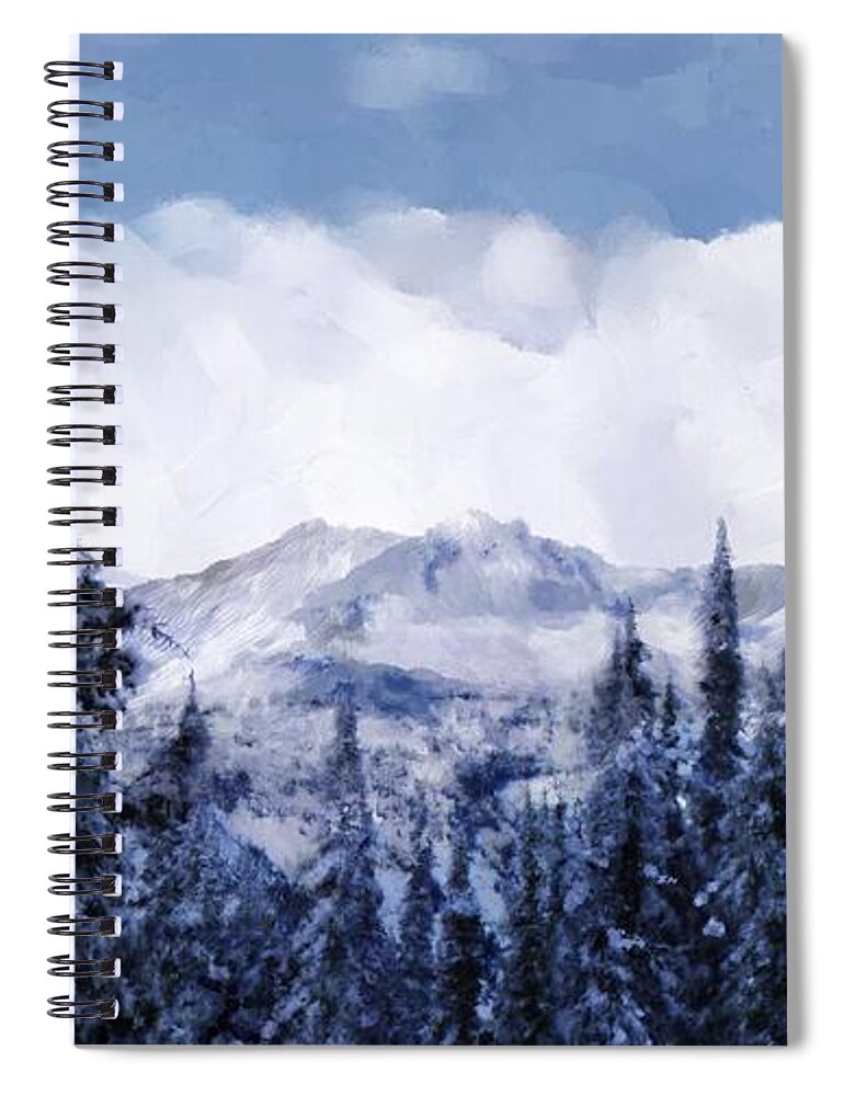 Beautiful Spiral Notebook featuring the digital art Winter at Revelstoke by Debra Baldwin